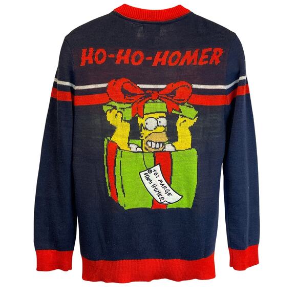 H&M The Simpsons Bart & HO HO HOMER Ugly Christmas Sweater Size Small - Picture 2 of 4